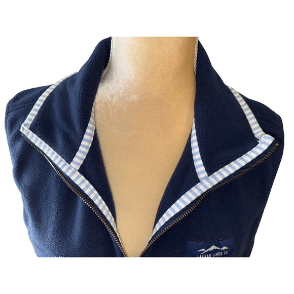 Lauren James Navy Blue Fleece The Blakely Vest Size L - Picture 3 of 12